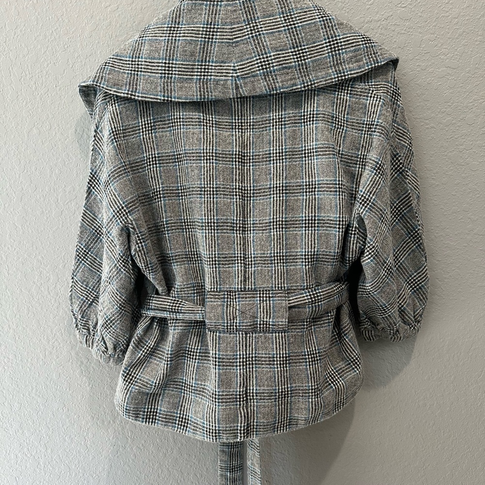 Marc Jacobs Plaid Wool Blend Belted Jacket Sz M - Picture 11 of 13